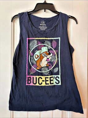 Buc-ee's Palm Leaf Graphic Tank Top Blue